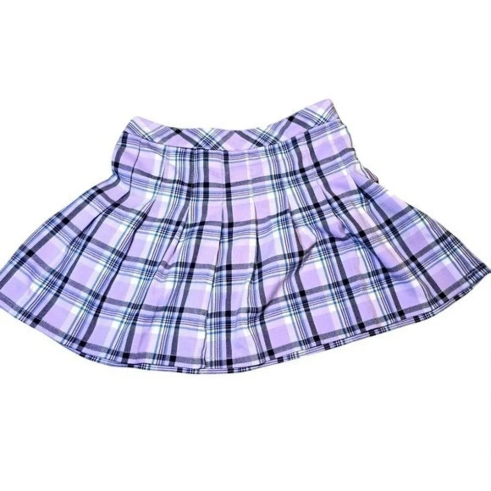 Lavender‎ Plaid Pleated Mini Skirt Mamba Jeans  Purple Checkered Size M Y2K